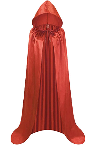 Winwild Red cape with hood for parties, length 110 cm, size S