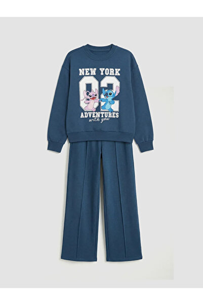 LC Waikiki LCW Kids индиго шев и ангел печат момичешки суитшърт и панталони о...