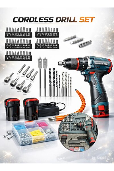 STANVOLT Darbeli Şarjlı Matkap Seti – Çift Akülü, Çok Uçlu Vidalama & Delme M...