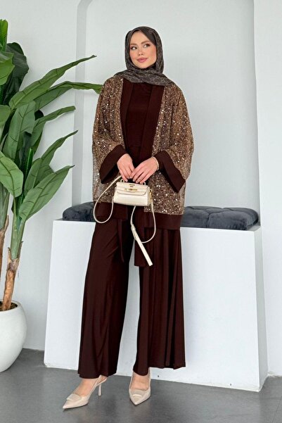 Hazamoda Neşe Triple Glitter Set Brown