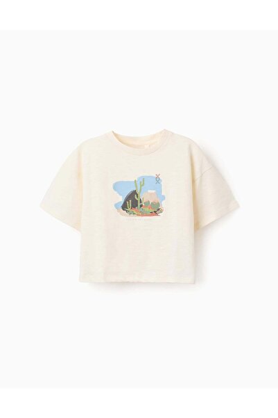 Ziddy تيشيرت بأكمام قصيرة، بيج فاتح، مقاس 6/7