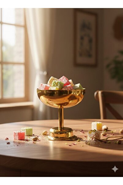 ÖZBURAK Gold Lux Lokumluk Ikramlık Sunumluk & Dondurmalık Çap:9 Cm Boy:9 Cm Gold