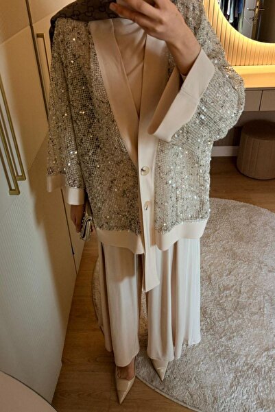 Hazamoda Neşe Triple Glitter Set Beige