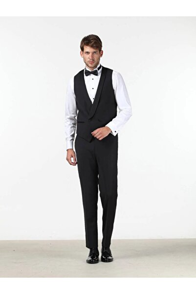 Kip Black Fitted Fit Shawl Collar Classical Waistcoat