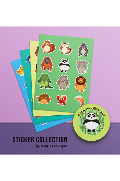 CREATIVE BOUTIQUE stickers ANIMALS pack - collection of 24 animal themed stic...