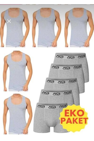 Gizem iç giyim 10 Piece Undershirt and Boxer Set Economical Package 5 Boxers ...