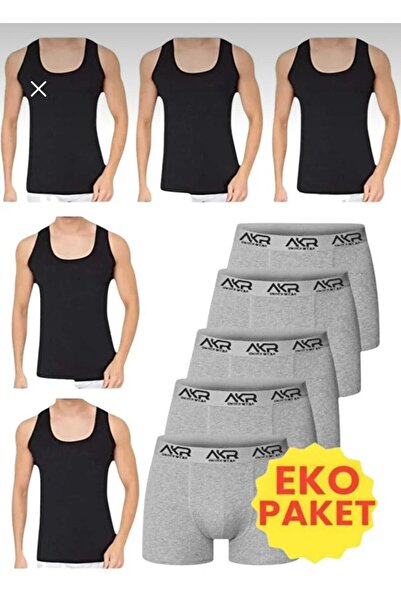 Gizem iç giyim 10 Piece Undershirt and Boxer Set Economical Package 5 Boxers ...