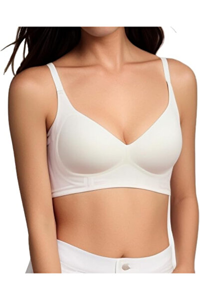 Finabol Seamless bra, soft, elastic, push-up, wire-free, white 2XL
