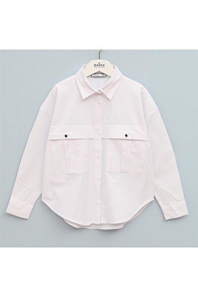 WANEX Kız Çocuk Okul Uzun Kol İnce Gömlek - 33012 - Beyaz