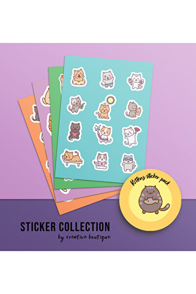 CREATIVE BOUTIQUE stickers CATS pack - collection of 24 CATS themed stickers ...