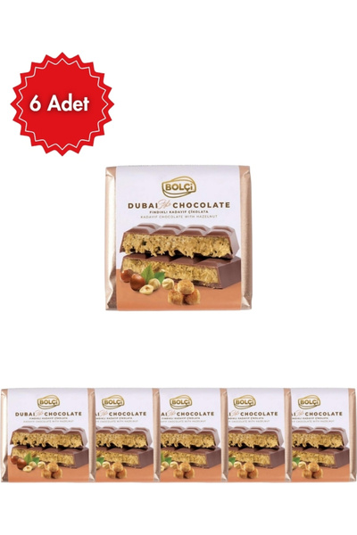 Biçen Market Bolçi Fındıklı Dubai Çikolatası 100 gr 6’lı Avantaj Paketi (Topl...