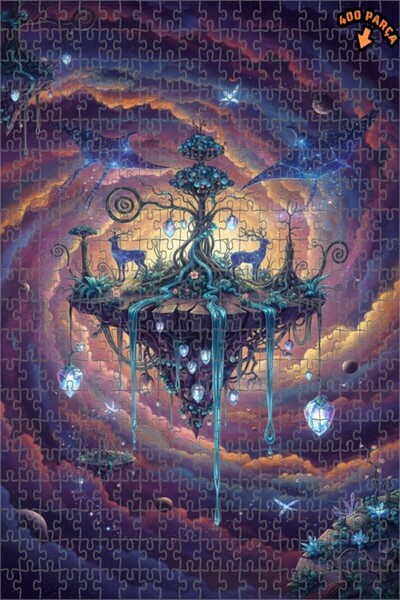 Teona Ahşap لغز خشبي رائع على شكل شجرة فلكية وغزلان، ذو طبقتين، 400 قطعة، مقا...