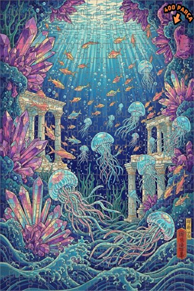 Teona Ahşap Magical Submarine Crystal Palace Oil Painting Lookalike Wooden Pu...