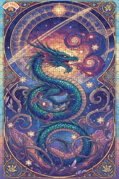 Teona Ahşap Dragon Universe Oil Painting Lookalike Art Double Layer Framed Wo...