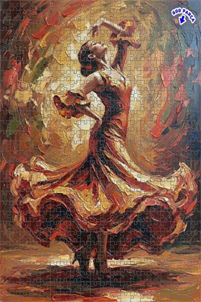 Teona Ahşap لغز فني على شكل راقصة اللهب بأسلوب الرسم الزيتي 600 قطعة 50x35