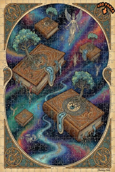 Teona Ahşap ألغاز الكون: كتابات عن الكون، لوحة خشبية مؤطرة ذات طبقتين بمظهر ز...