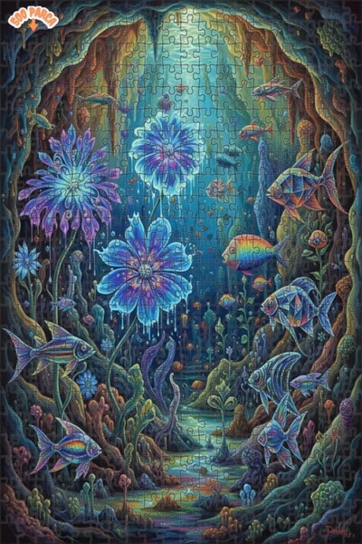 Teona Ahşap Aquarium World Double-Layer Framed Wooden Puzzle 500 Pieces 50X30