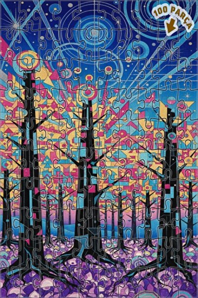 Teona Ahşap لغز خشبي مؤطر بطبقتين بتصميم فن الغابة الهندسي 100 قطعة 25x25