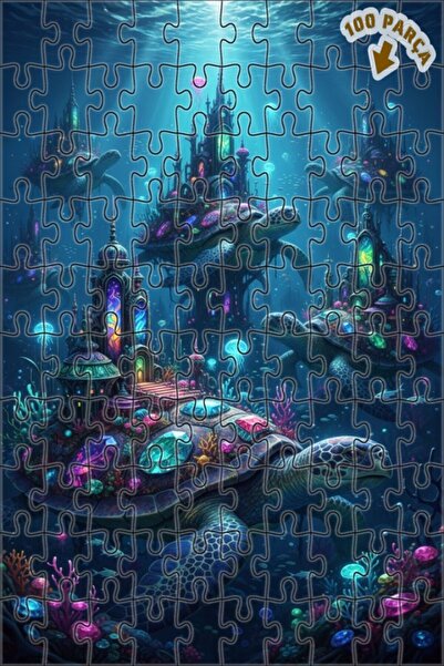 Teona Ahşap لغز خشبي رائع على شكل سلحفاة بحرية ملونة بالزيت، ذو طبقتين، 100 ق...