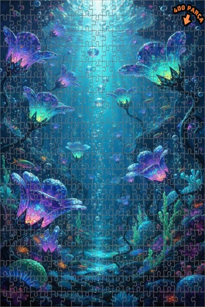 Teona Ahşap لغز خشبي مؤطر بطبقتين بتصميم زهور البحر السحرية بمظهر الألوان الم...