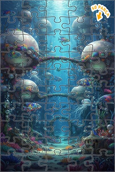 Teona Ahşap لغز خشبي رائع على شكل قلعة تحت الماء مرسومة بالزيت 50 قطعة 15x25