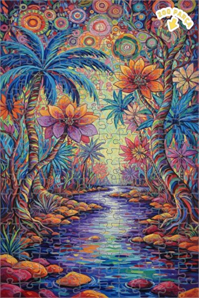 Teona Ahşap لغز خشبي مؤطر ذو طابقين بتصميم نهر الغابة الاستوائية الملونة بالل...