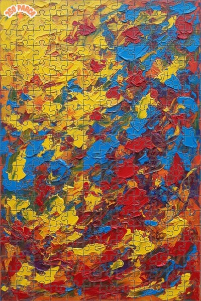 Teona Ahşap Vibrant Colors Palette Oil Painting Look Double Layer Framed Wood...