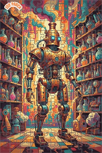 Teona Ahşap لعبة تركيب خشبية على شكل روبوت مزدوج الطبقات من ماركة ستيم ماشين،...