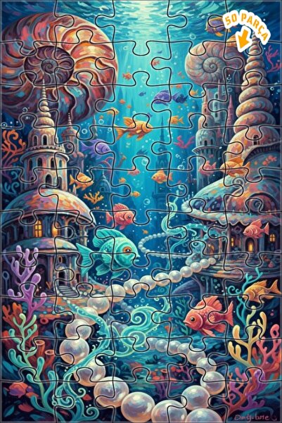 Teona Ahşap لغز خشبي بإطار مزدوج الطبقات بمظهر لوحة زيتية تحت البحر 50 قطعة 1...