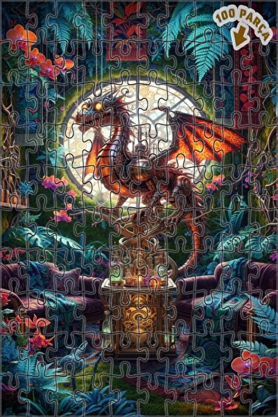 Teona Ahşap لغز خشبي على شكل غابة التنين على طراز ستيمبانك، 100 قطعة، مقاس 25×25