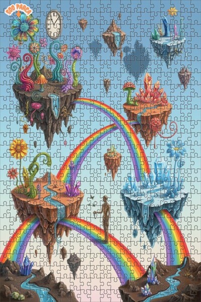 Teona Ahşap Fantastic Crystal Islands Oil Painting Look Wooden Puzzle 500 Pie...