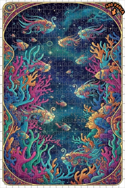 Teona Ahşap لغز فني ملون للأسماك الميكانيكية تحت البحر بأسلوب الرسم الزيتي 40...