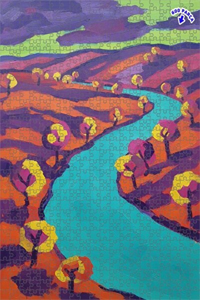 Teona Ahşap ألوان نابضة بالحياة، مشهد نهري، لوحة زيتية، لغز خشبي مؤطر ذو طابق...