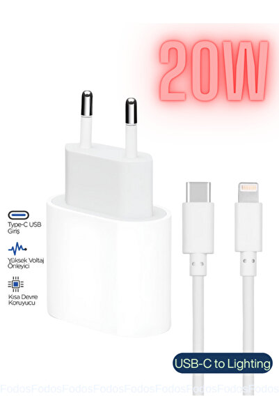 Fodos Fds iPhone Şarj Aleti - Adaptör - Kablo - Lighting 20W iPhone 6 7 8 X 1...