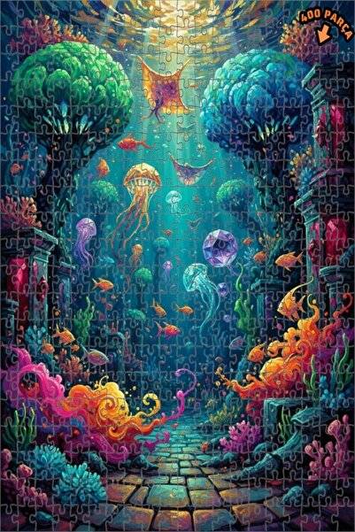 Teona Ahşap لغز خشبي بمظهر لوحة زيتية لملكة تحت البحر الخيالية، 400 قطعة، 35×35