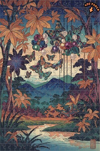 Teona Ahşap لغز خشبي مؤطر بطبقتين بمظهر لوحة زيتية لفراشات الغابة الغامضة 400...