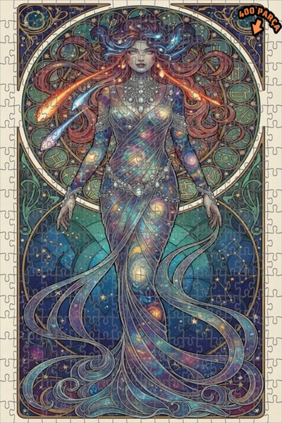 Teona Ahşap لغز خشبي مؤطر ذو طبقتين بتصميم فني زجاجي ملون للنساء من كوزميك، 4...