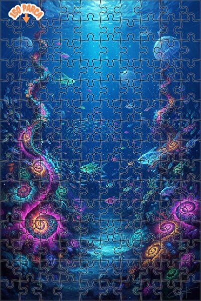 Teona Ahşap Mysterious Undersea World Watercolor Look Art Wooden Puzzle 150 P...