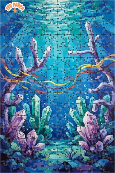 Teona Ahşap لغز خشبي بتصميم كريستالي غامض يشبه الرسم الزيتي تحت الماء 150 قطع...