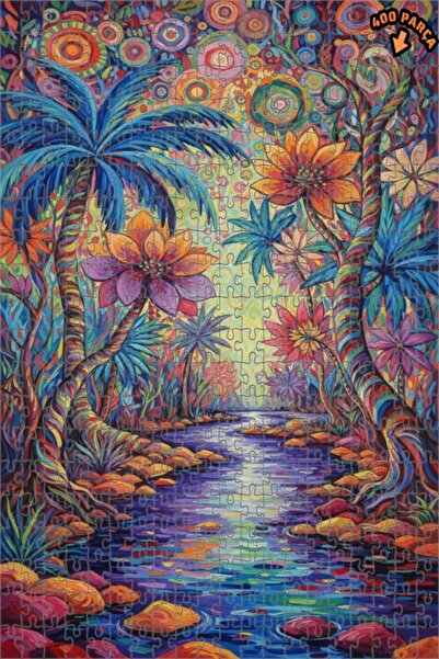 Teona Ahşap لغز خشبي مؤطر ذو طابقين بتصميم نهر الغابة الاستوائية الملونة بالل...