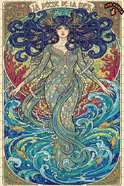 Teona Ahşap لوحة فنية خشبية مؤطرة على شكل إلهة البحر، مكونة من طبقتين، 400 قط...