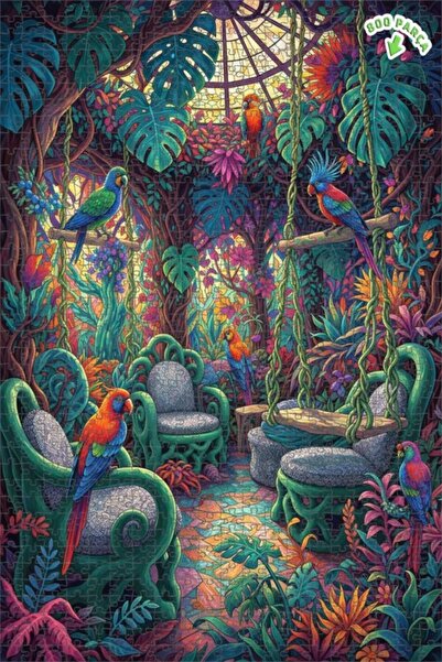 Teona Ahşap لوحة ألغاز خشبية مؤطرة من طبقتين بتصميم زاوية الغابة والببغاوات ا...