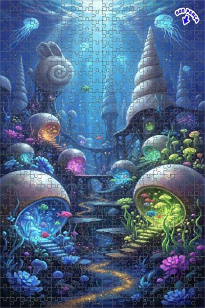 Teona Ahşap مدينة رائعة تحت البحر بمظهر الألوان المائية 600 قطعة 50x35