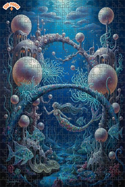 Teona Ahşap Fairy Tale Mermaid Artwork Oil Painting Double-Layer Framed Woode...