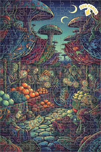 Teona Ahşap لغز فني على شكل سوق الفطر الرائع، مرسوم بالزيت، 200 قطعة، 25x35