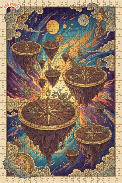 Teona Ahşap لغز خشبي ذو طبقتين من سلسلة جزيرات البوصلة السماوية 500 قطعة 50x30