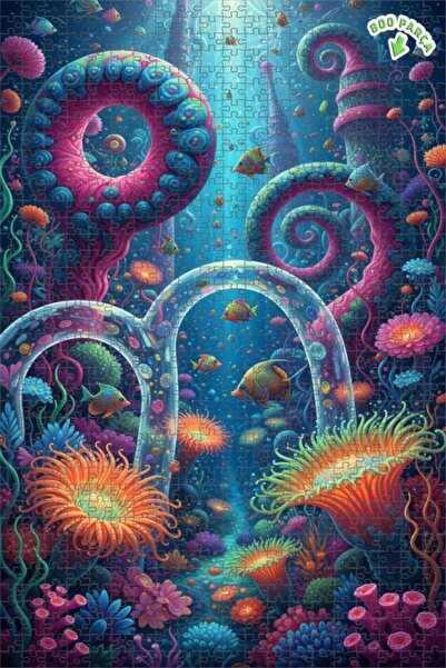 Teona Ahşap لغز خشبي رائع بإطار مزدوج الطبقات بتصميم لوحة زيتية لحلم تحت البح...