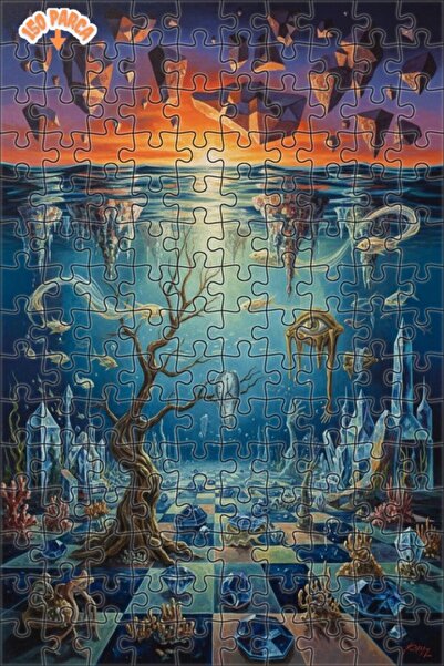 Teona Ahşap Surrealist Floating Lost in the Waters of Time Double-Layered Fra...