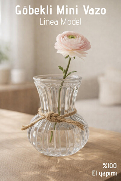 Nandy Home El Yapımı Cam, Küçük Boy Linea Model Vazo - Cam Vazo