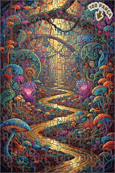 Teona Ahşap لغز خشبي مؤطر بطبقتين بمظهر لوحة زيتية لطريق الغابة السحرية 100 ق...